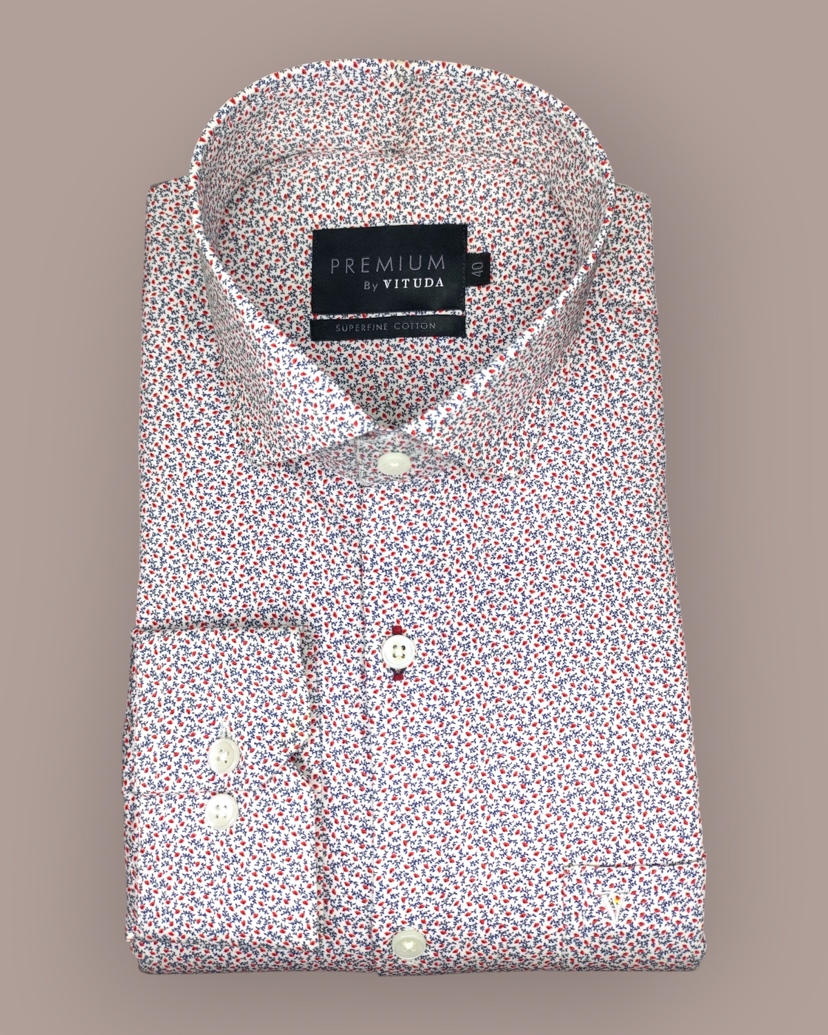 Men's Full Sleeves Premium Micro-Dot Printed Superfine Cotton Shirt – Red & Blue