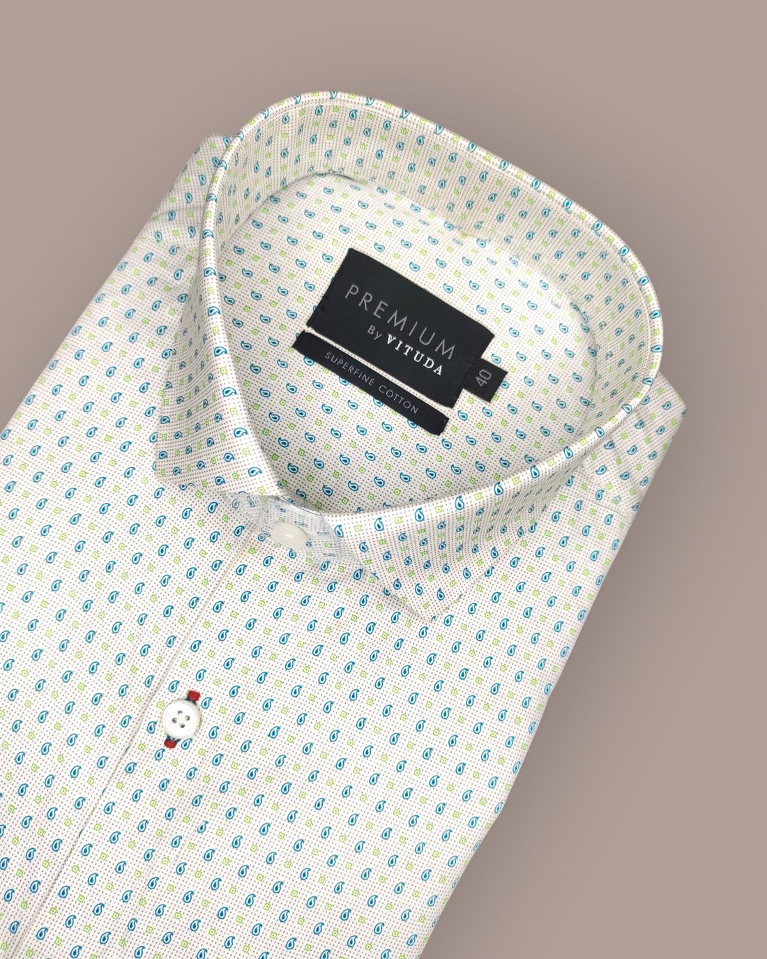 Men's Full Sleeves Premium Micro-Paisley Printed Superfine Cotton Shirt