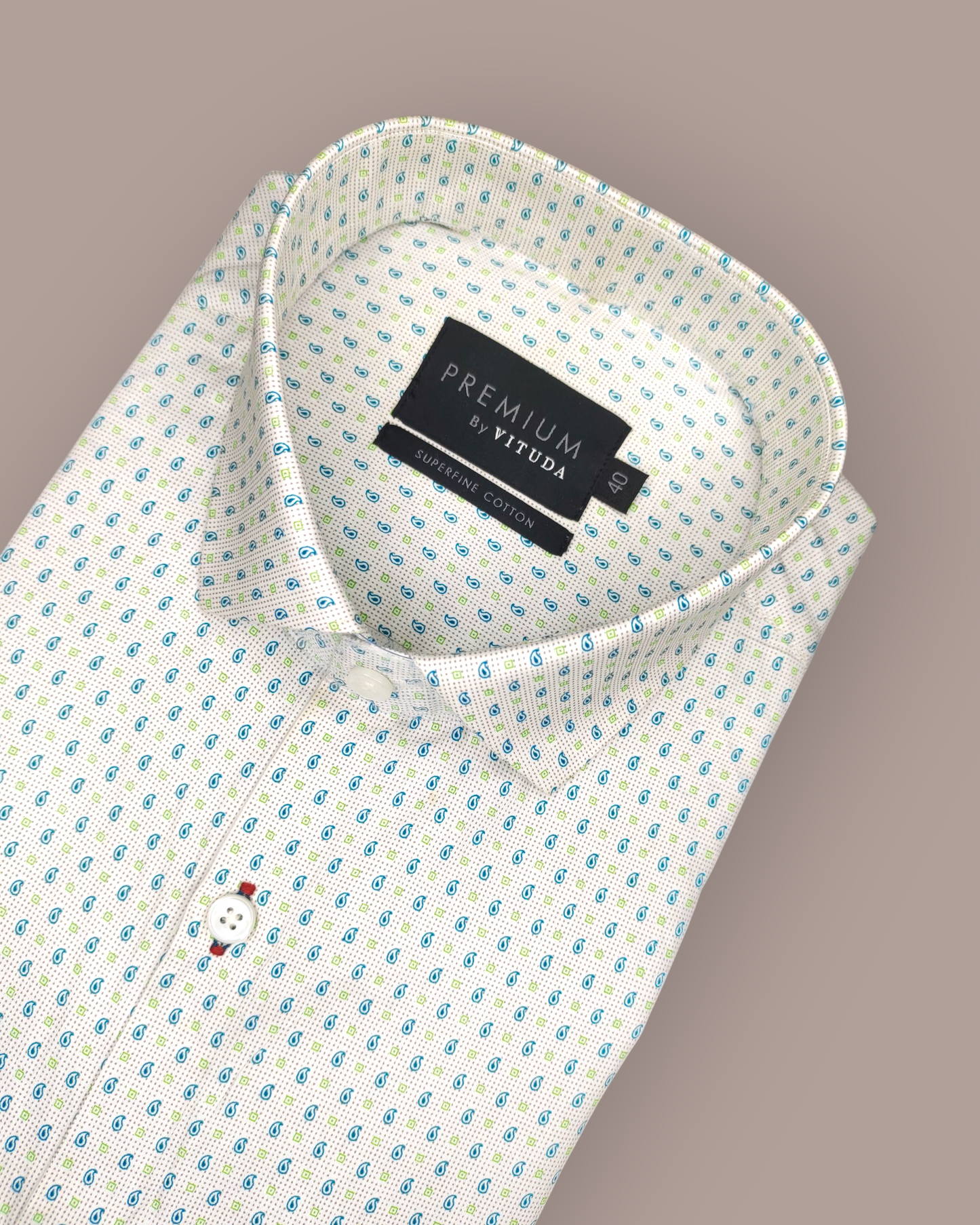 Men's Full Sleeves Premium Micro-Paisley Printed Superfine Cotton Shirt