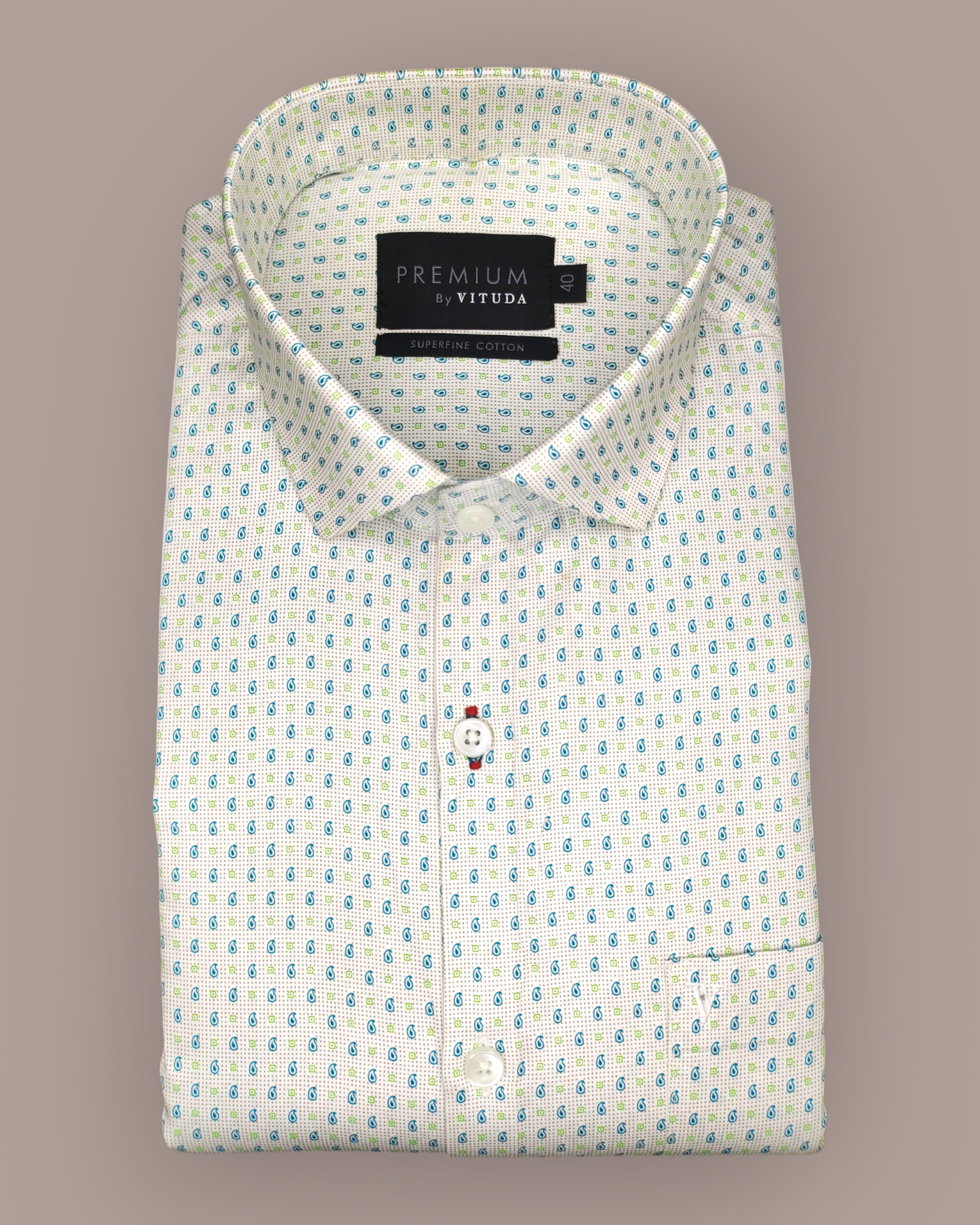 Men's Full Sleeves Premium Micro-Paisley Printed Superfine Cotton Shirt