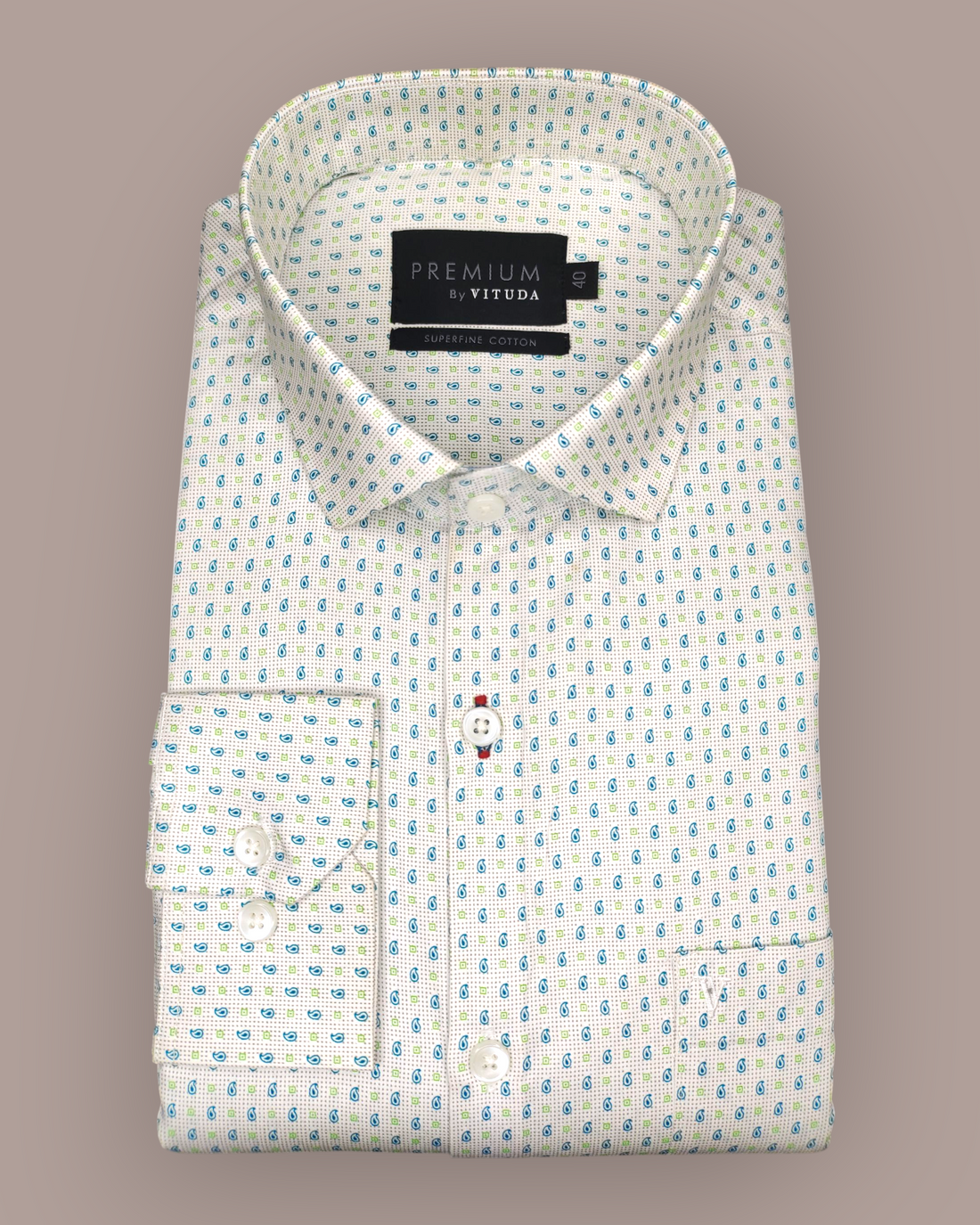Men's Full Sleeves Premium Micro-Paisley Printed Superfine Cotton Shirt