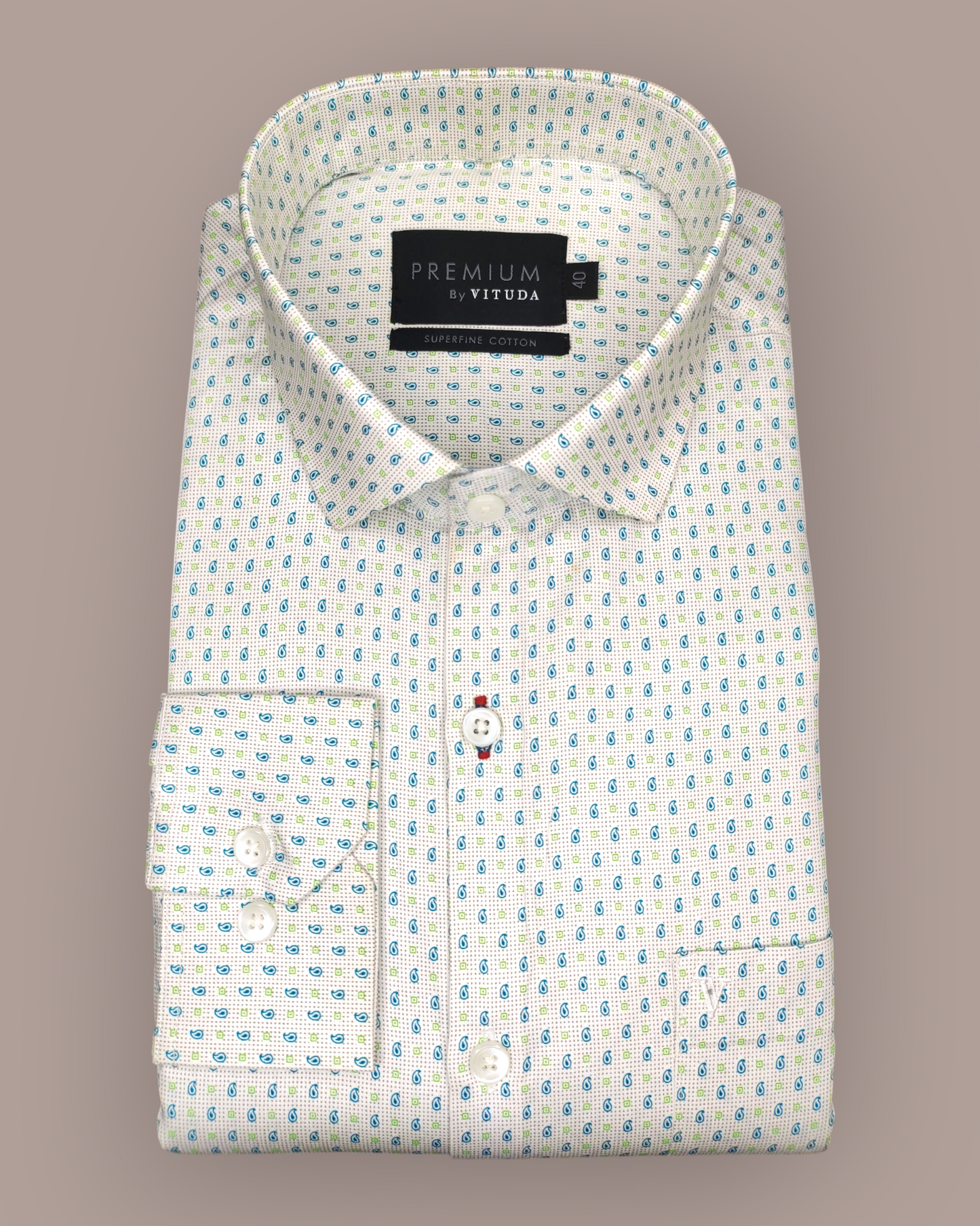 Men's Full Sleeves Premium Micro-Paisley Printed Superfine Cotton Shirt