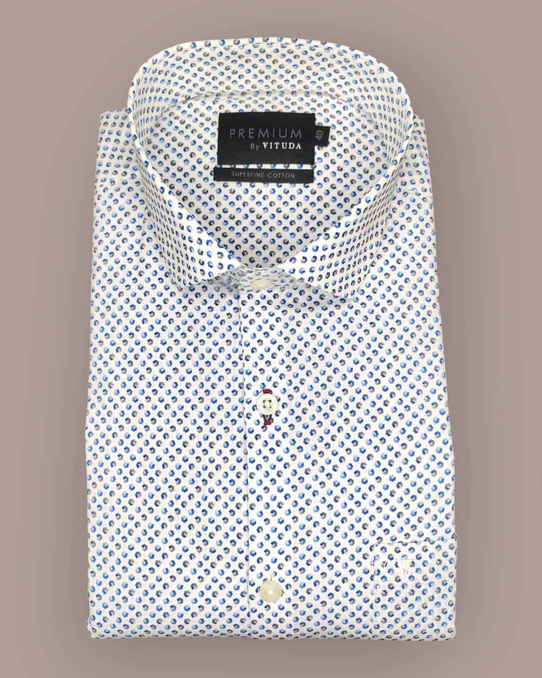 Men's Full Sleeves Premium Blue Geometric Printed Superfine Cotton Shirt