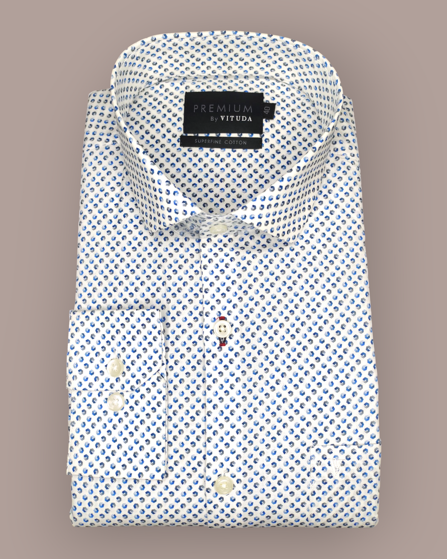 Men's Full Sleeves Premium Blue Geometric Printed Superfine Cotton Shirt