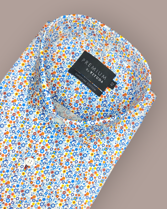 Men's Full Sleeves Premium Multi-Color Floral Printed Superfine Cotton Shirt