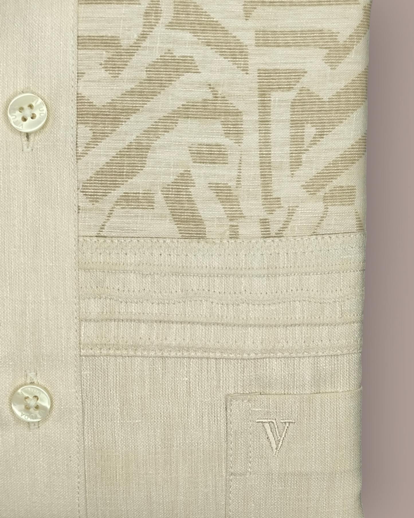 Men’s Full Sleeves Ivory Jacquard Panel Shirt - Heritage Textured Design