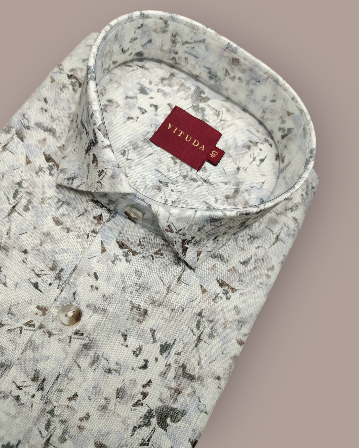 Men's Full Sleeves Abstract Printed Shirt – Light Grey & White