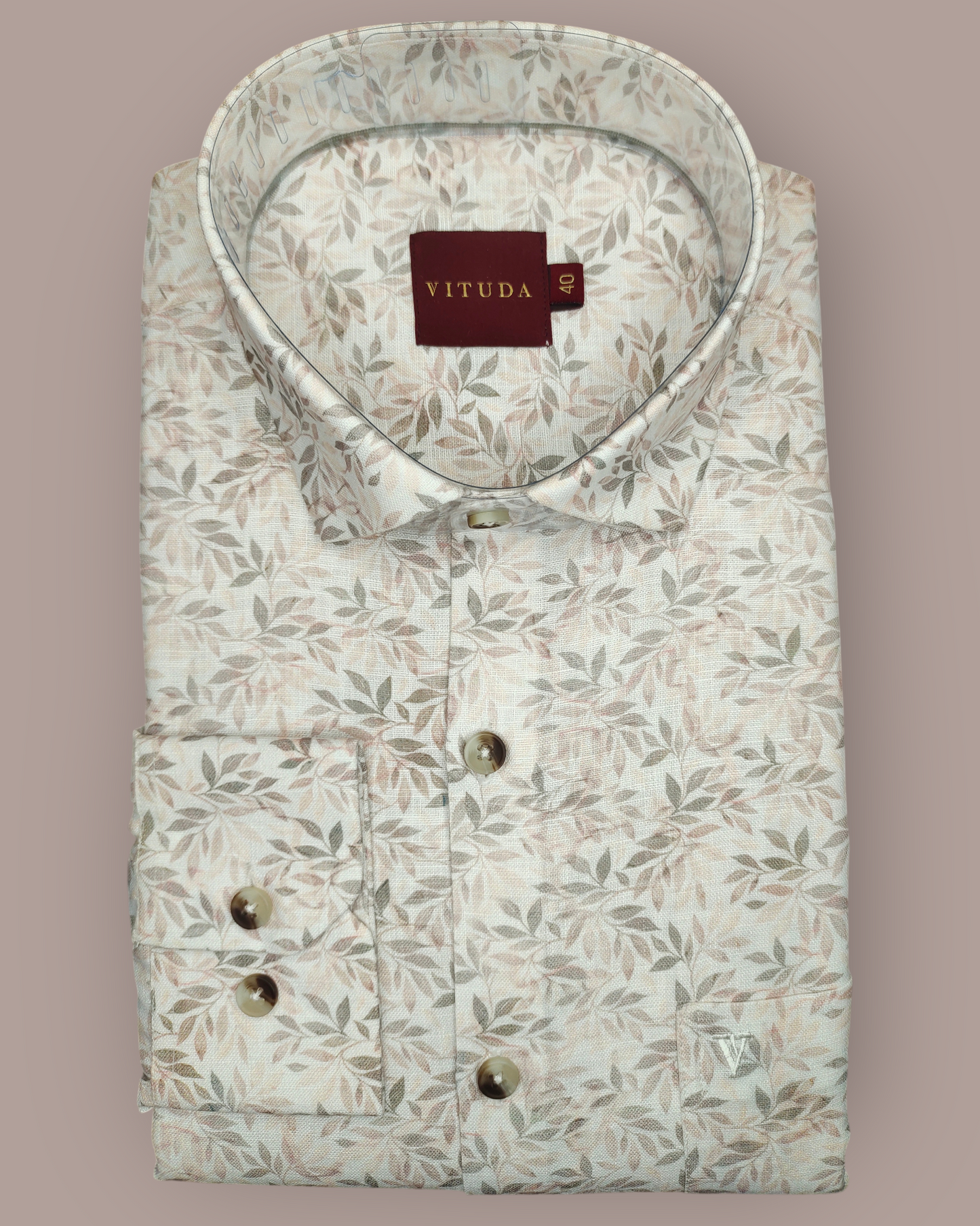 Men’s Full Sleeves Premium Soft Leaf-Print Cotton Shirt