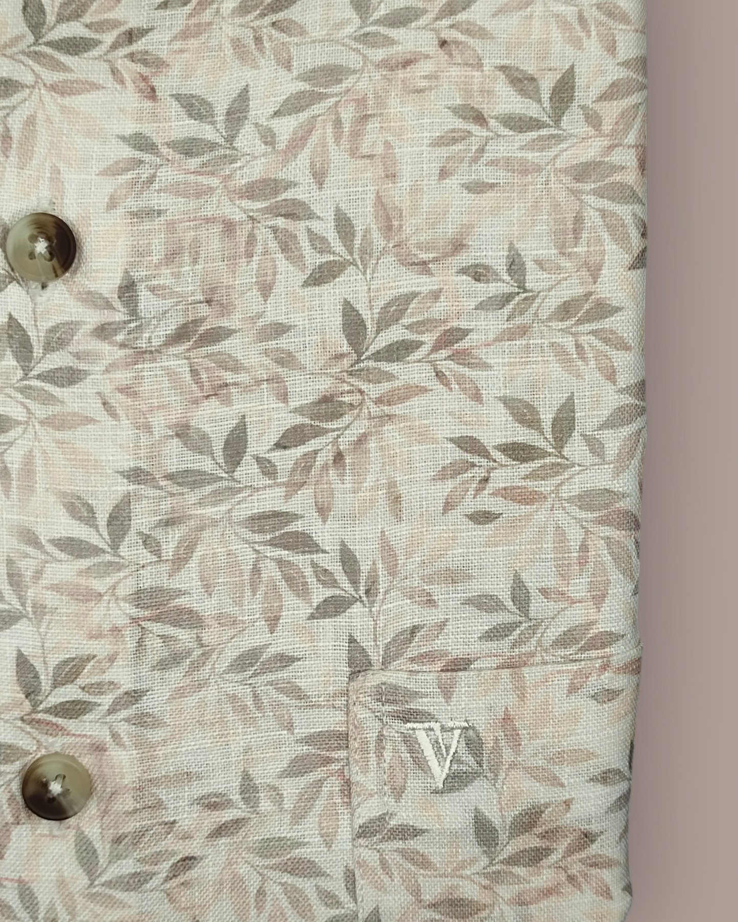 Men’s Full Sleeves Soft Beige Botanical Print Cotton Shirt