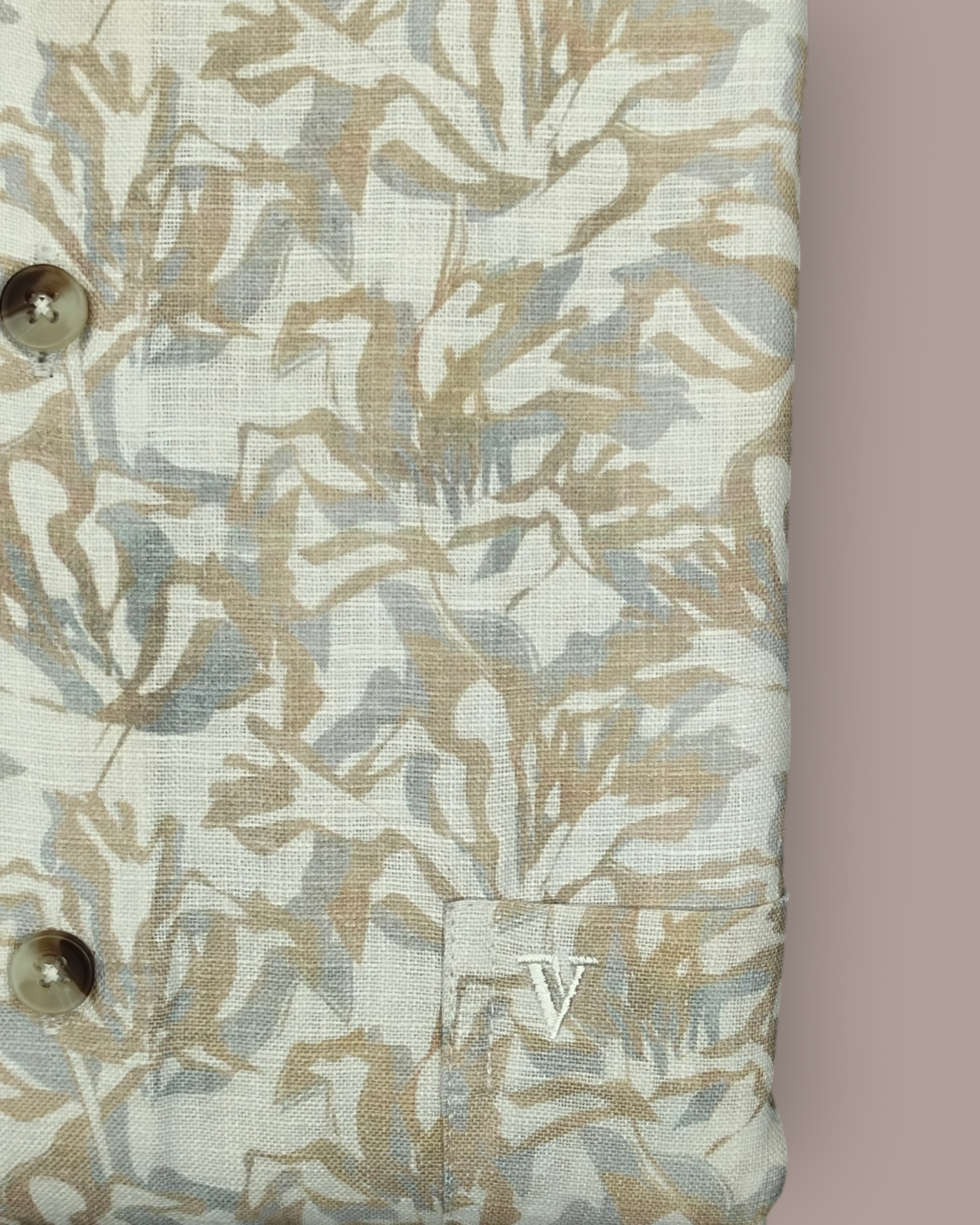 Men’s Full Sleeves Premium Beige Leaf Abstract Printed Cotton Shirt