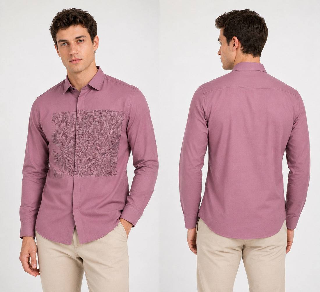 Torso Men’s Mauve Abstract Printed Premium Full Sleeves Shirt