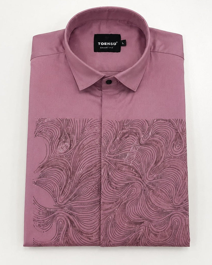 Torso Men’s Mauve Abstract Printed Premium Full Sleeves Shirt