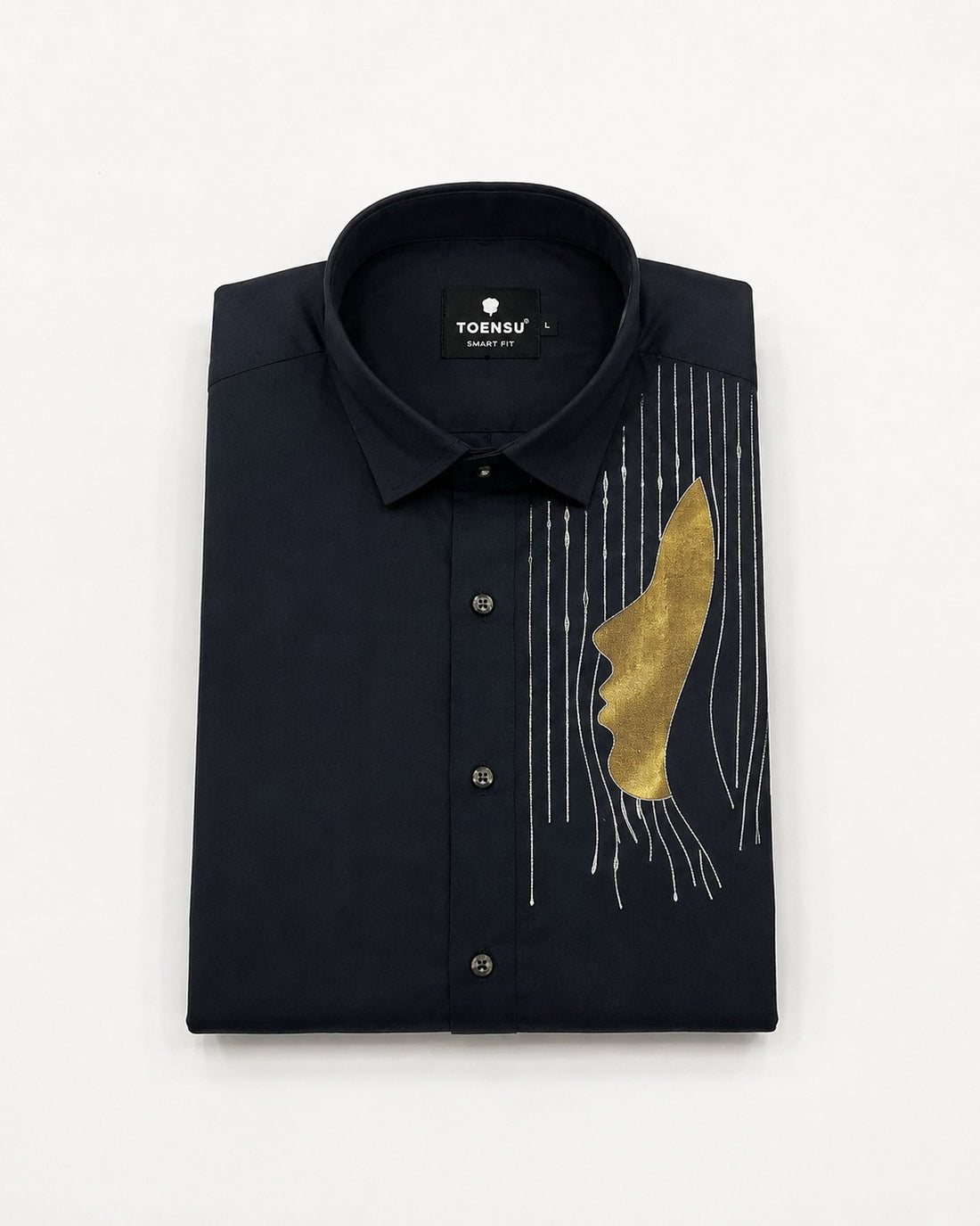 Torso Navy Blue Full Sleeves Designer Shirt – Luxury Statement Wear