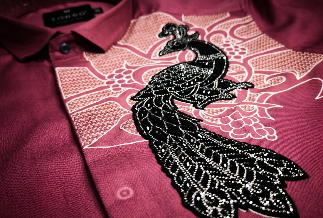 Torso Men’s Peacock Embellished Full Sleeves Shirt