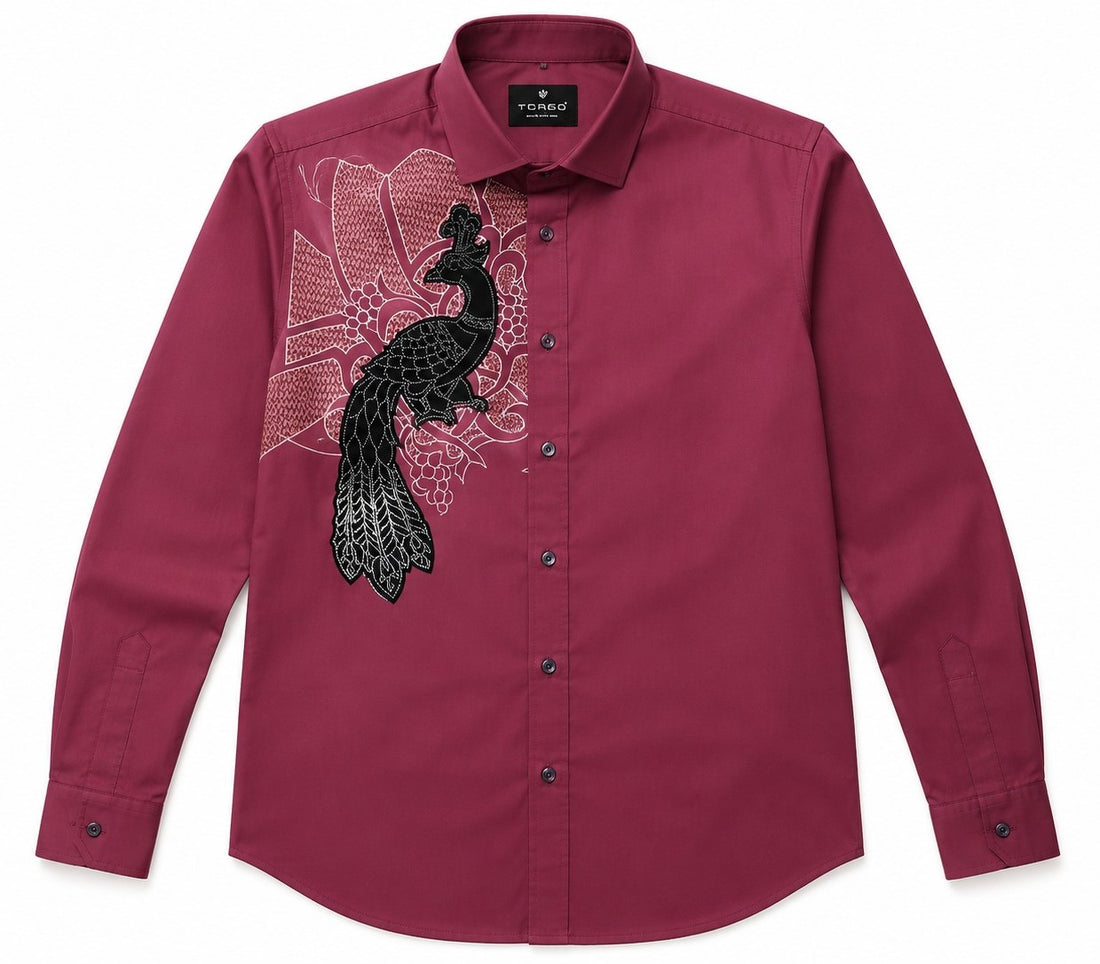 Torso Men’s Peacock Embellished Full Sleeves Shirt