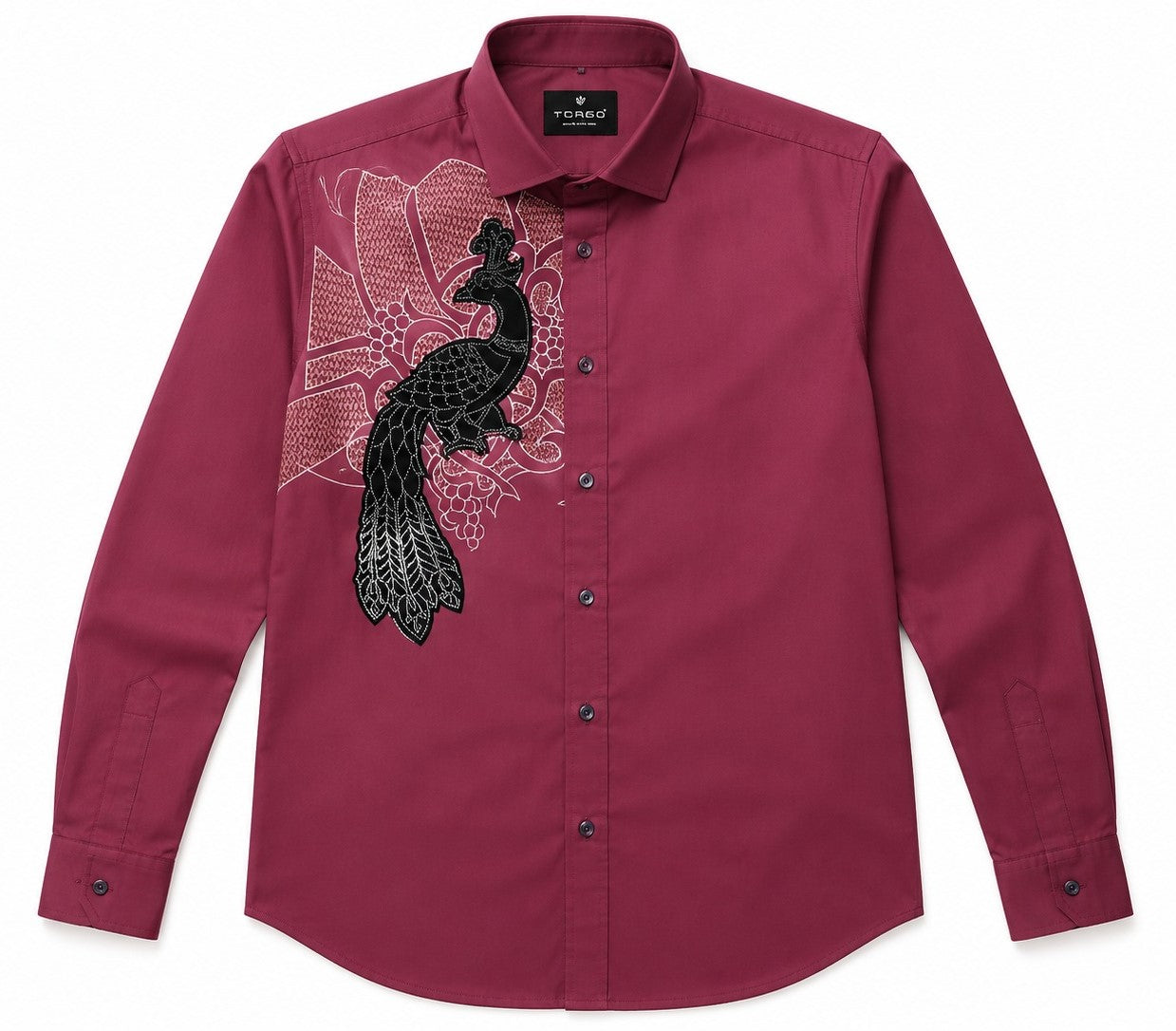 Torso Men’s Peacock Embellished Full Sleeves Shirt