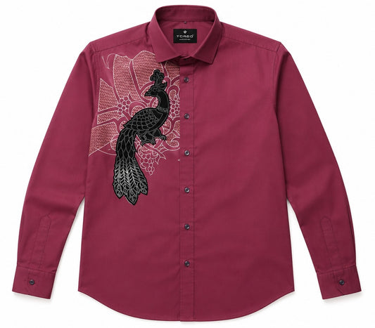 Torso Men’s Peacock Embellished Full Sleeves Shirt