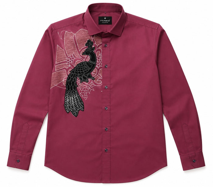 Torso Men’s Peacock Embellished Full Sleeves Shirt