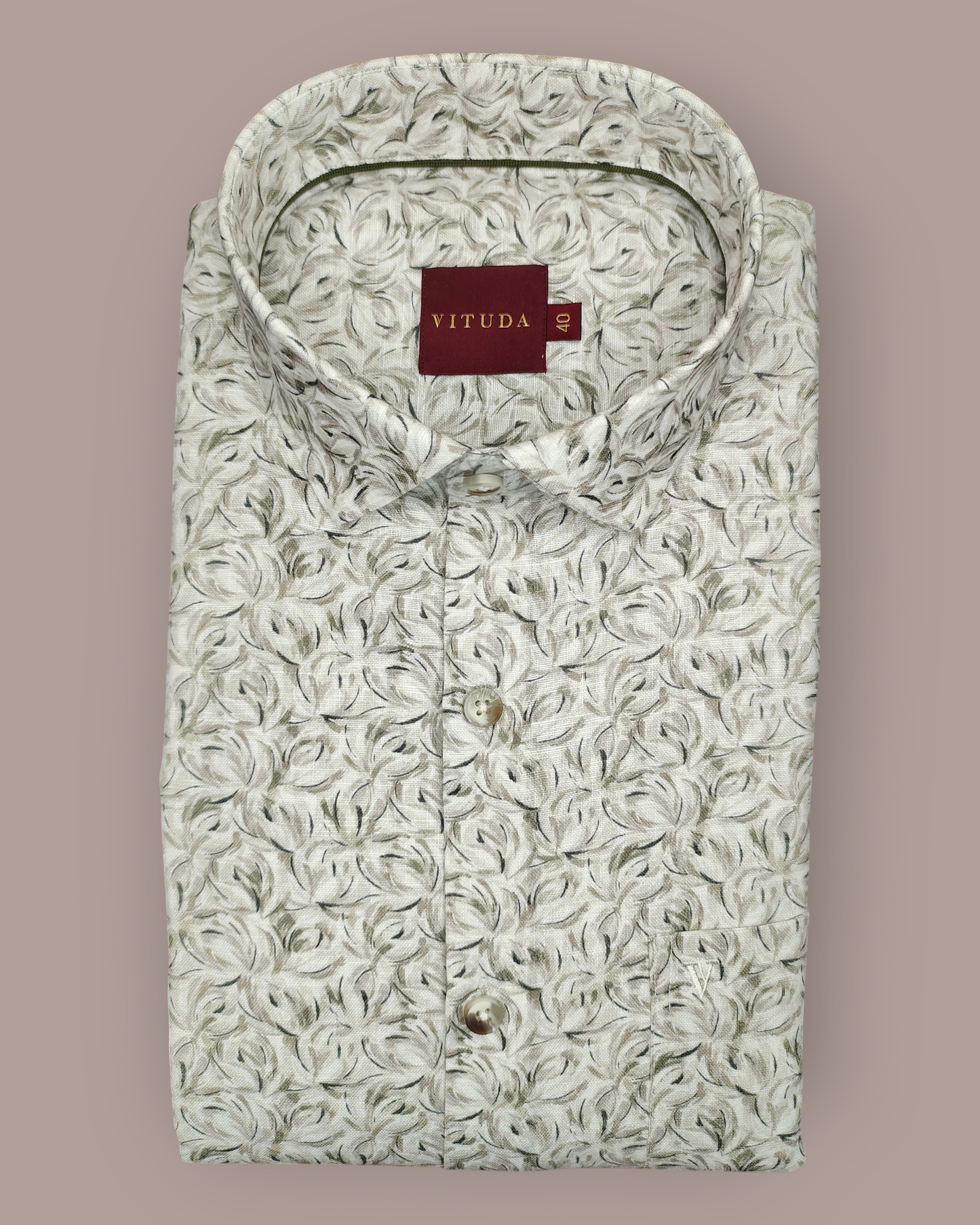 Men’s Full Sleeves Premium Textured Leaf-Swirl Printed Cotton Shirt