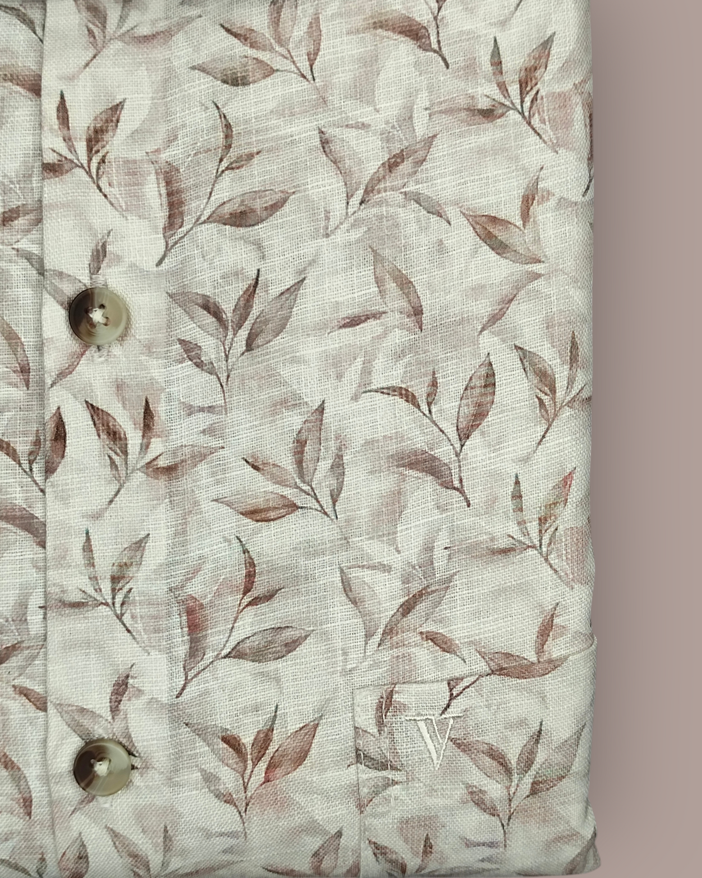 Men’s Half Sleeves Premium Soft Leaf-Print Cotton Shirt