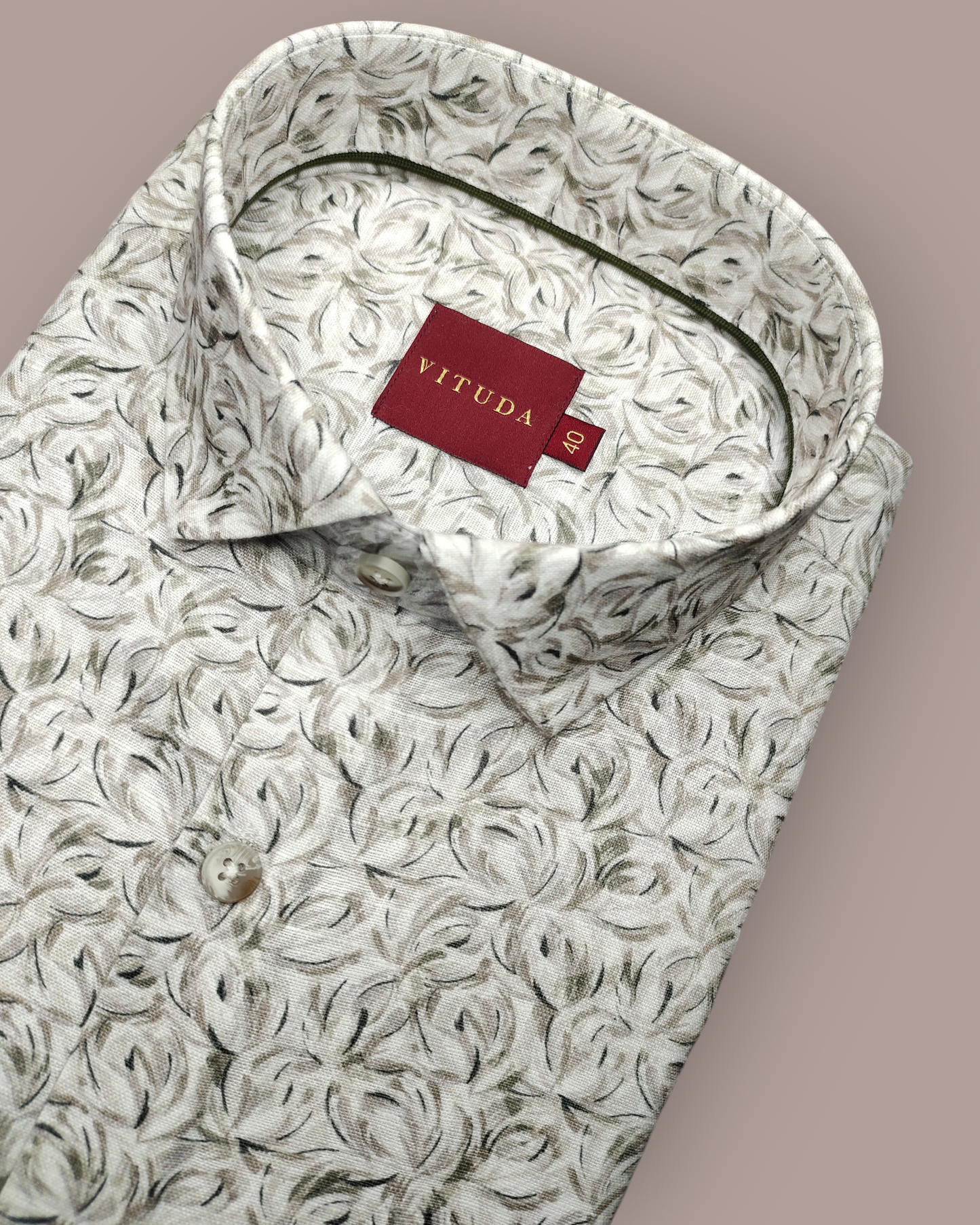 Men’s Full Sleeves Premium Textured Leaf-Swirl Printed Cotton Shirt